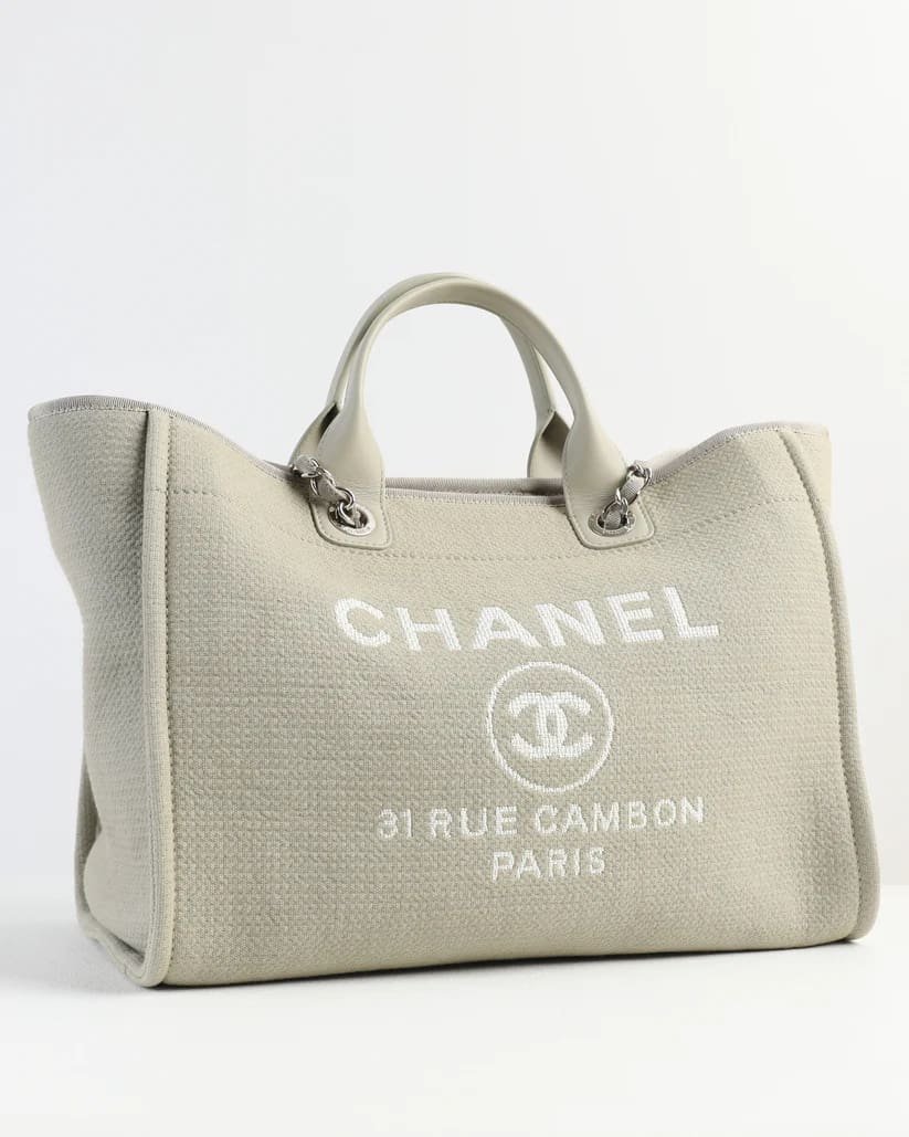 Ch**el Deauville Large Gray Tote Bag