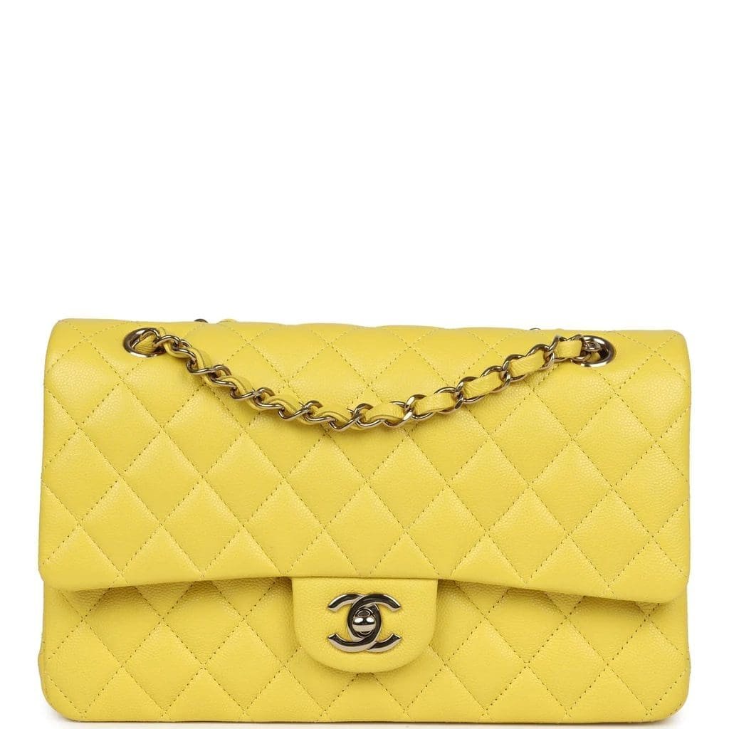 Ch**el Medium Classic Double Flap Yellow Caviar Light Gold Hardware