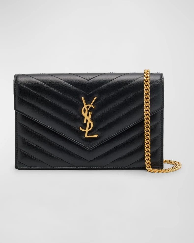 Sa1nt Lau*nt Small Y51 Wallet on Chain in Quilted Leather
