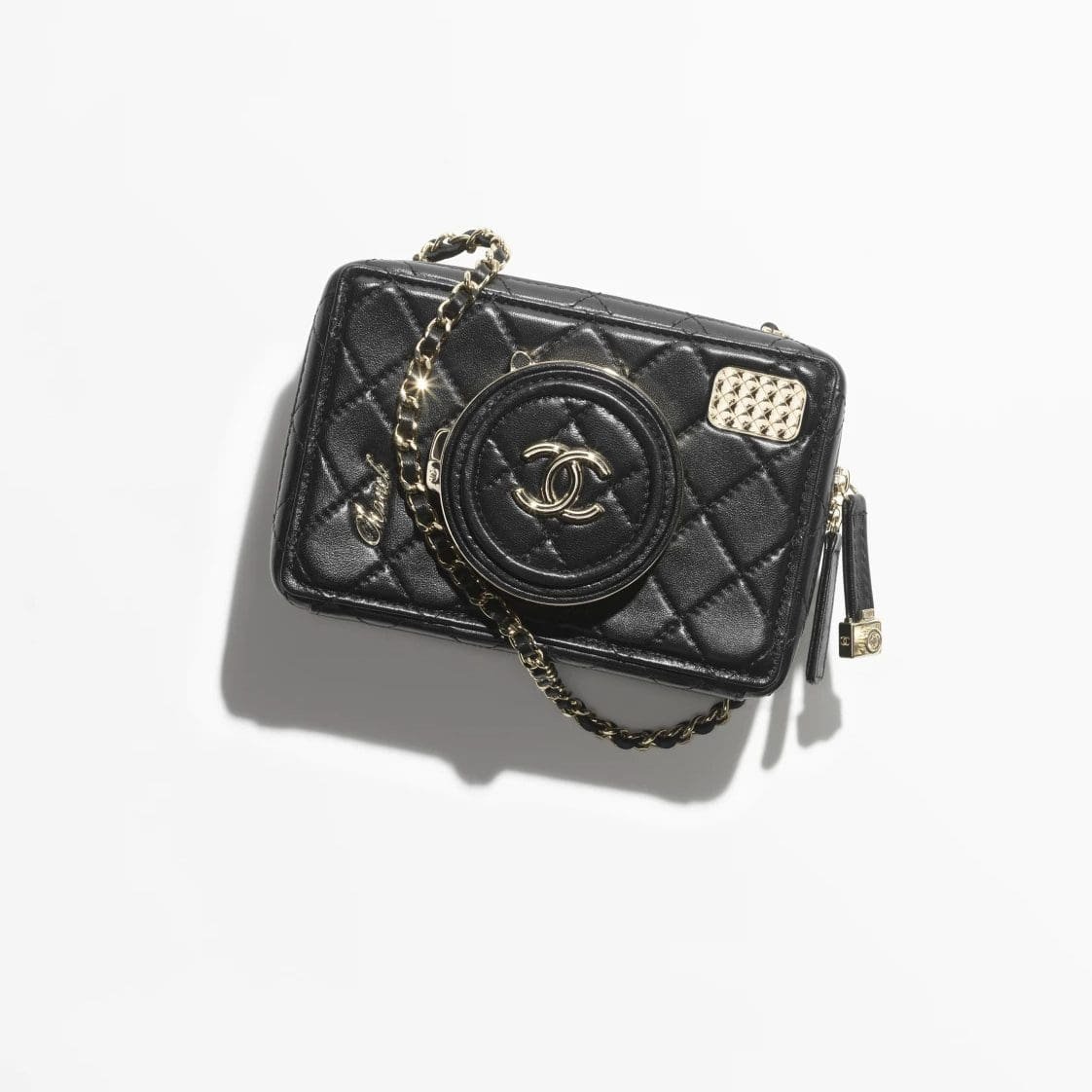 Ch**el CAMERA BAG Lambskin Black