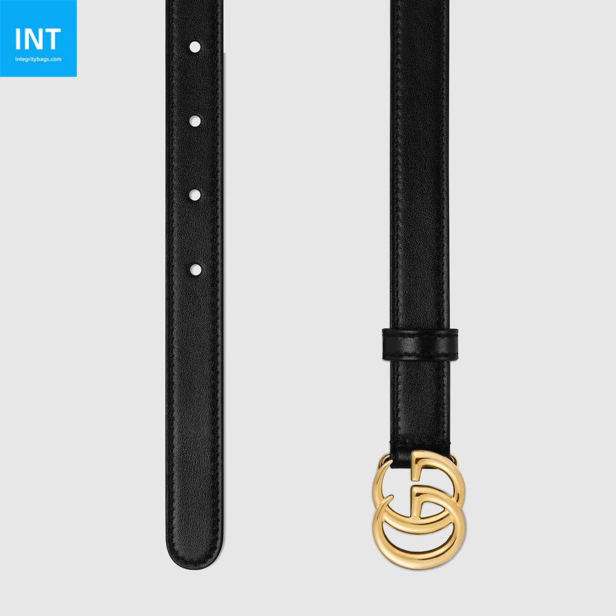 GG Marmont thin leather belt with shiny buckle