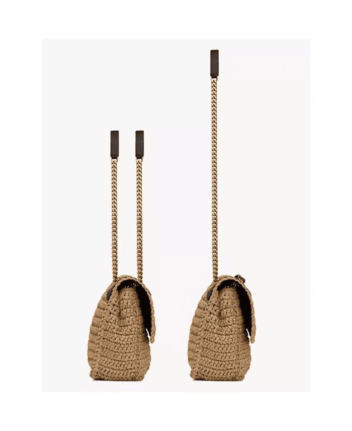 Sa1nt Lau*nt Niki Medium Chain Bag in Raffia and Leather