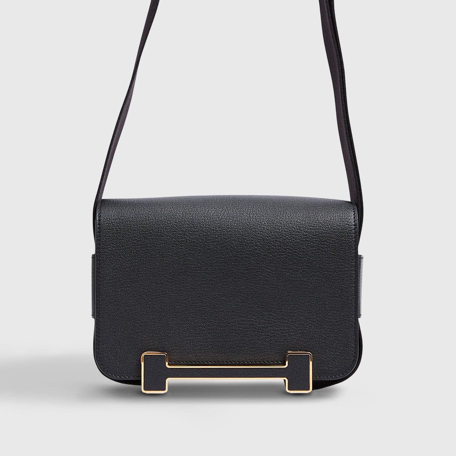 H**me5 Geta Bag Chevre Black Gold Hardware