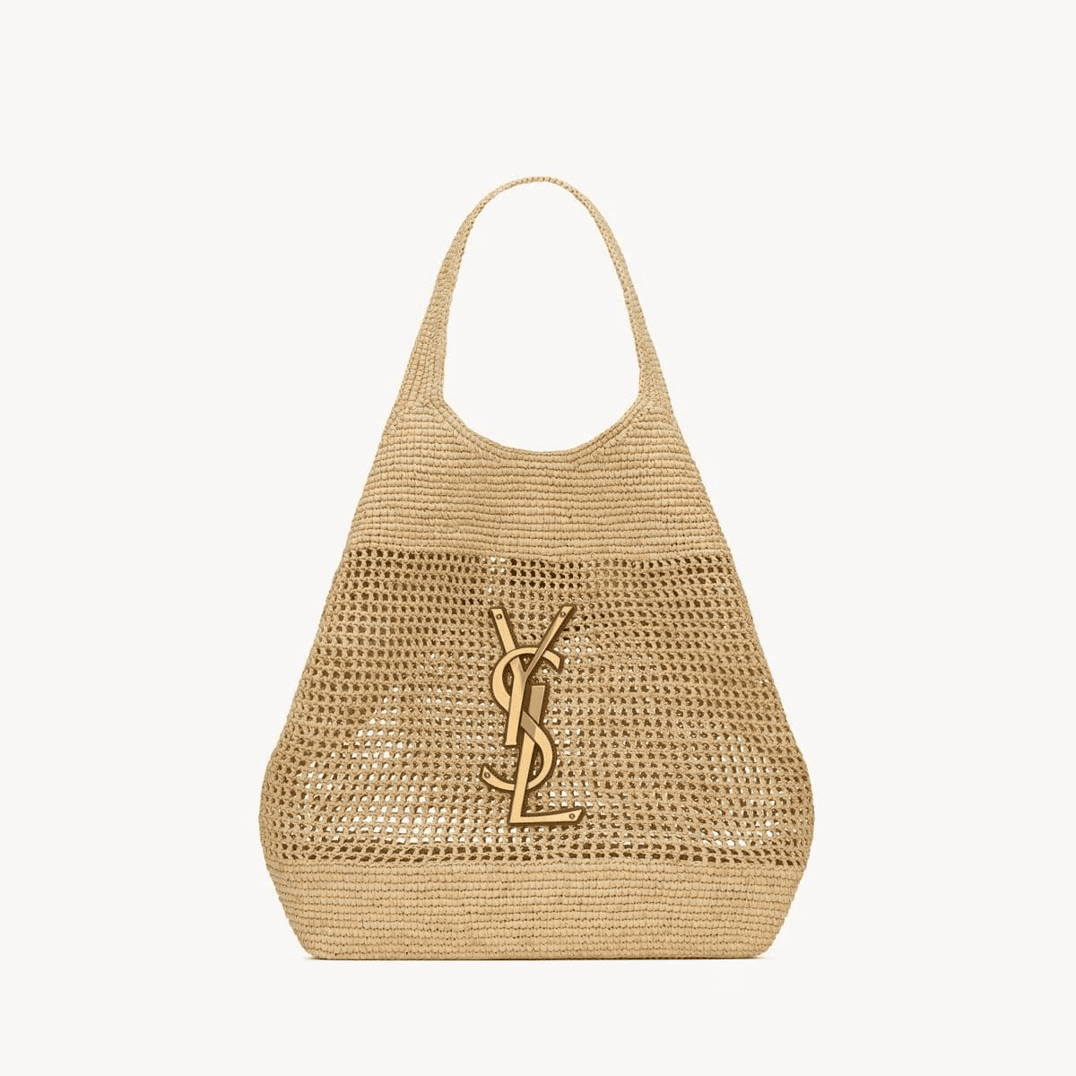 Sa1nt Lau*nt ICARE IN RAFFIA NATUREL AND BROWN GOLD