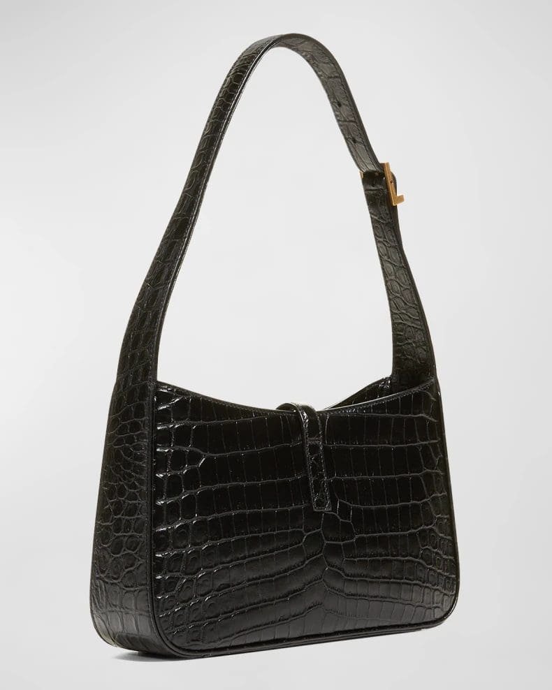 Sa1nt Lau*nt Le 5 A 7 Y51 Shoulder Bag in Croc-Embossed Leather