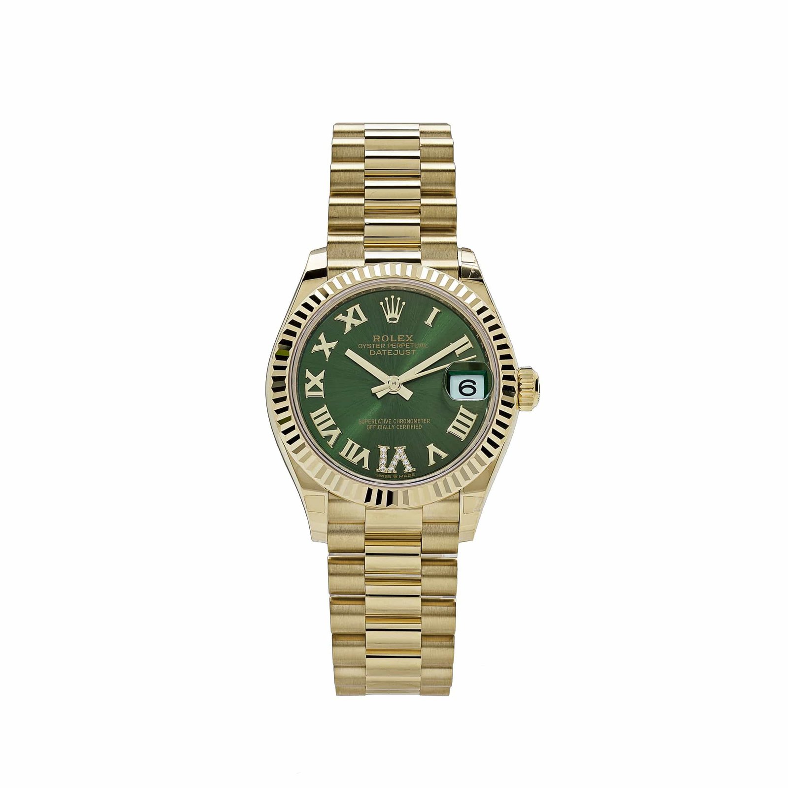 R01ex Datejust 31 278278 ‘Ladies’ Yellow Gold D1am0nd Green Dial President (2023)