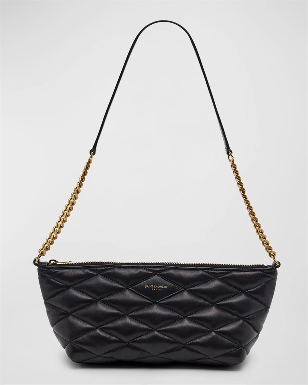 Sa1nt Lau*nt Ziptop Mini Shoulder Bag in Quilted Smooth Leather