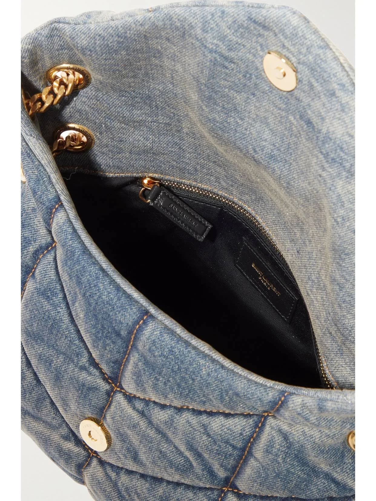 Sa1nt Lau*nt Denim LouLou Puffer Bag