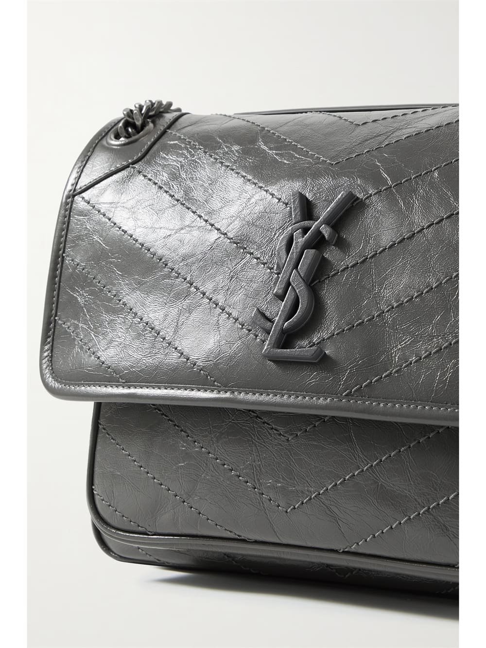 Sa1nt Lau*nt Niki Baby medium quilted crinkled-leather shoulder bag