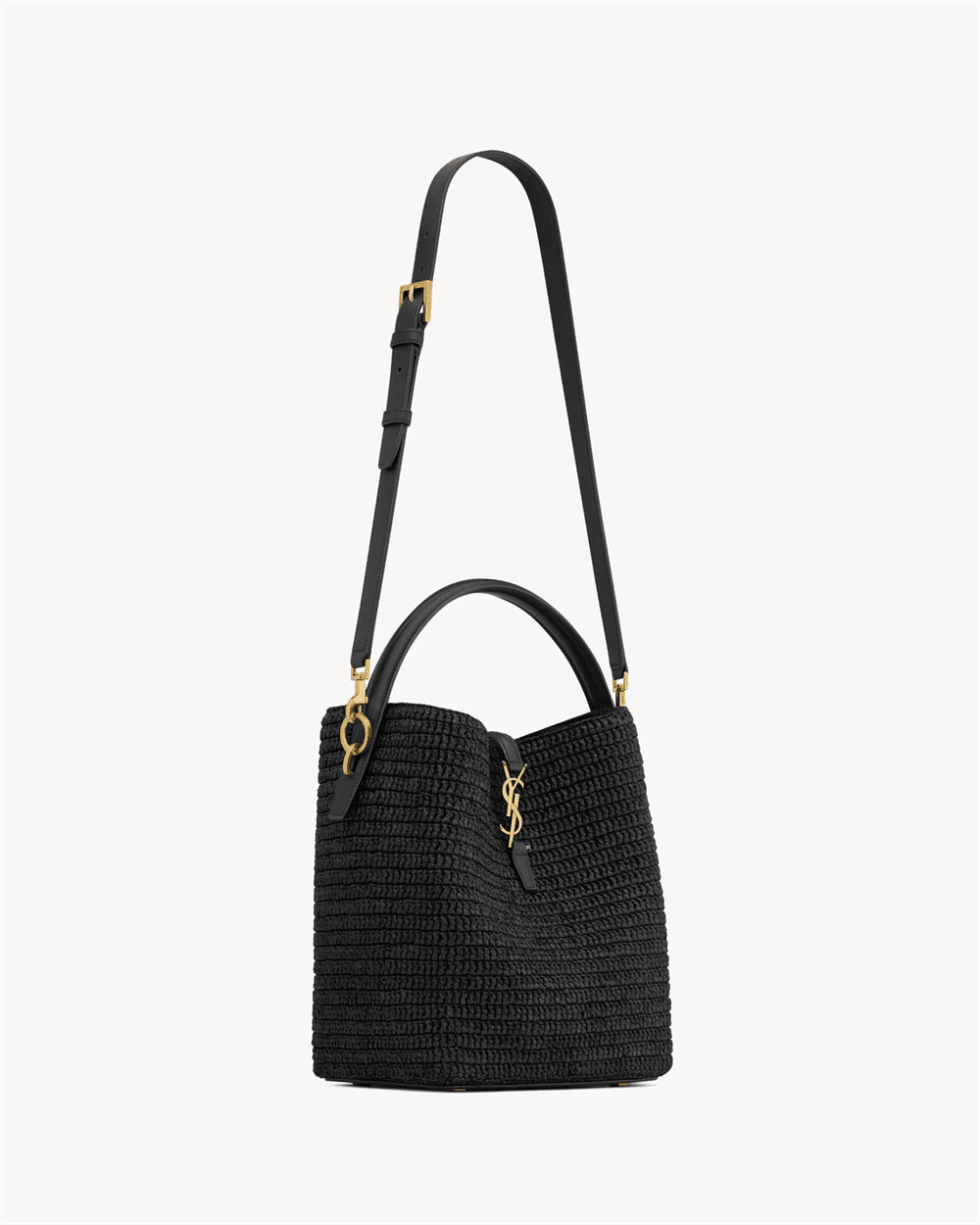 Sa1nt Lau*nt le 37 in woven raffia and vegetable-tanned leather