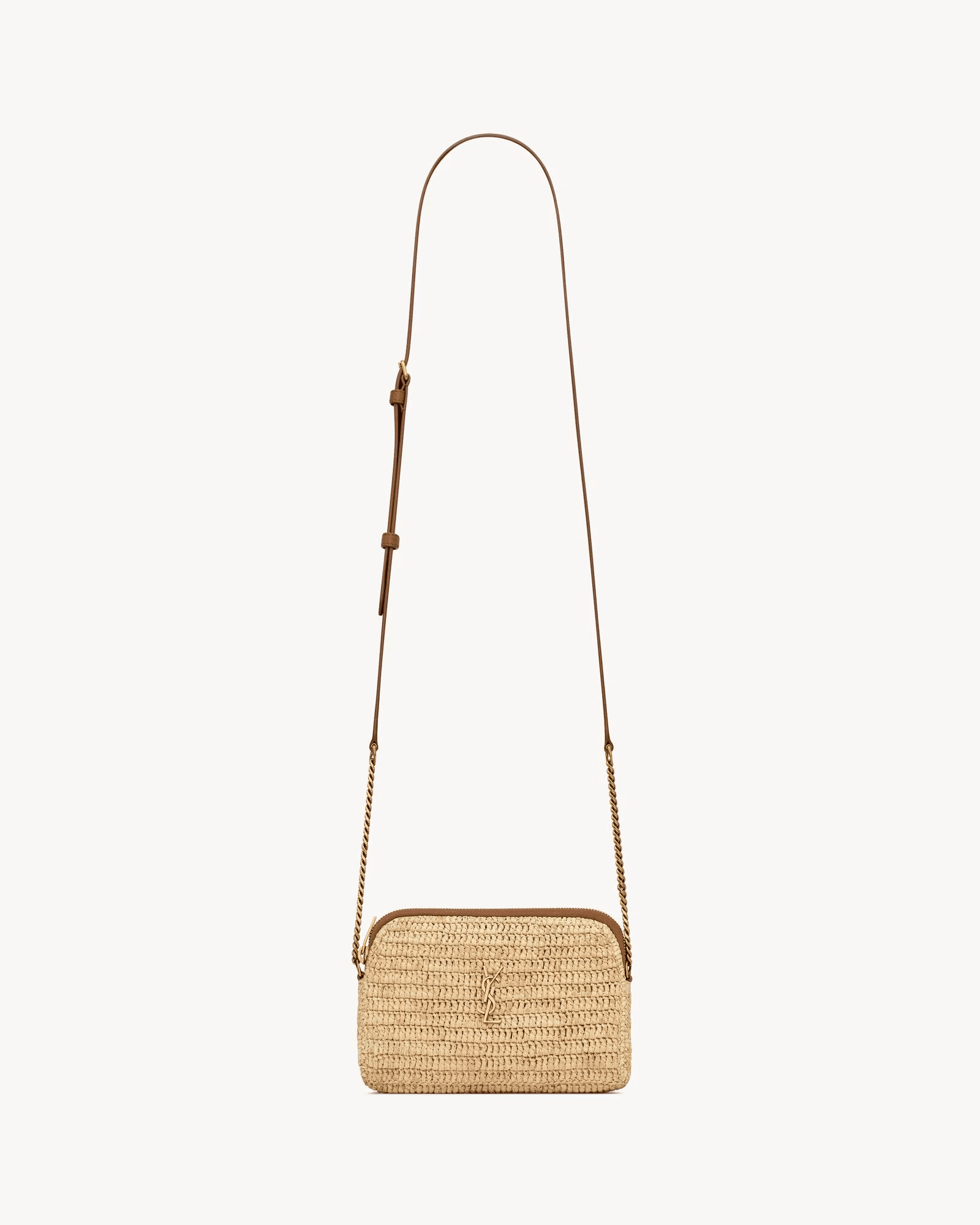 Sa1nt Lau*nt gaby zipped pouch in raffia