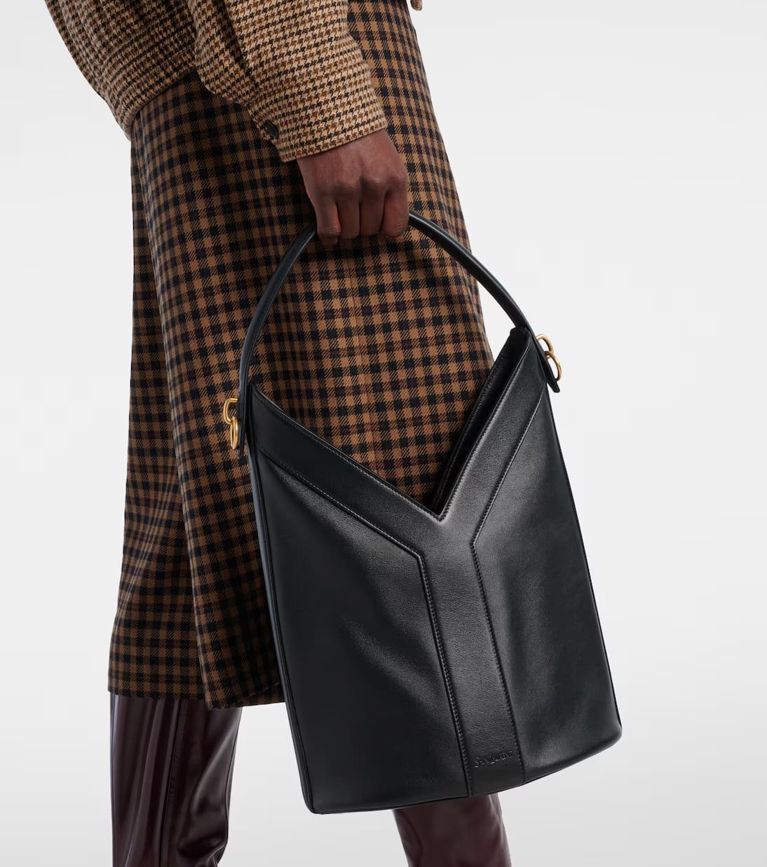 Sa1nt Lau*nt Y top-handle bucket in leather