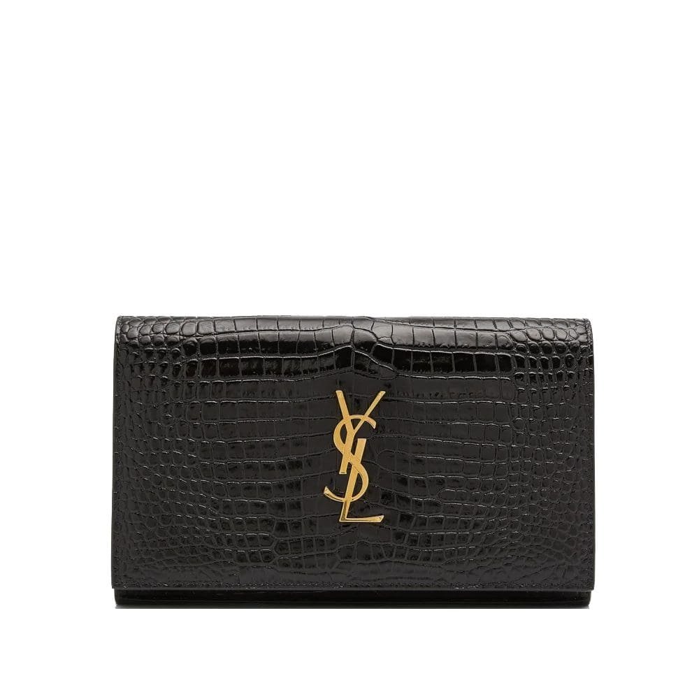 Sa1nt Lau*nt Cassandra Y51 Wallet on Chain in Croc Embossed Leather