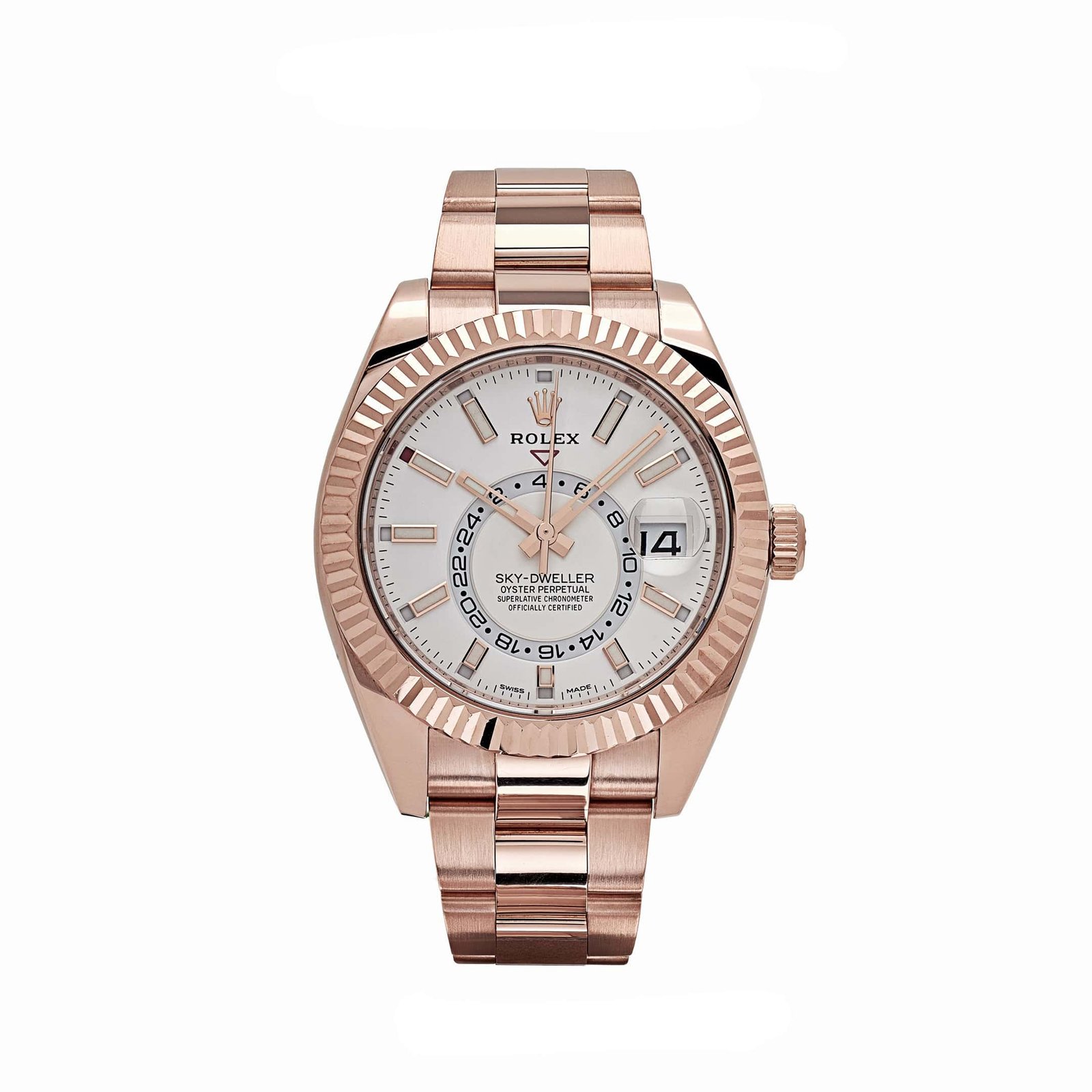 R01ex Sky-Dweller 326935 Rose Gold White Dial
