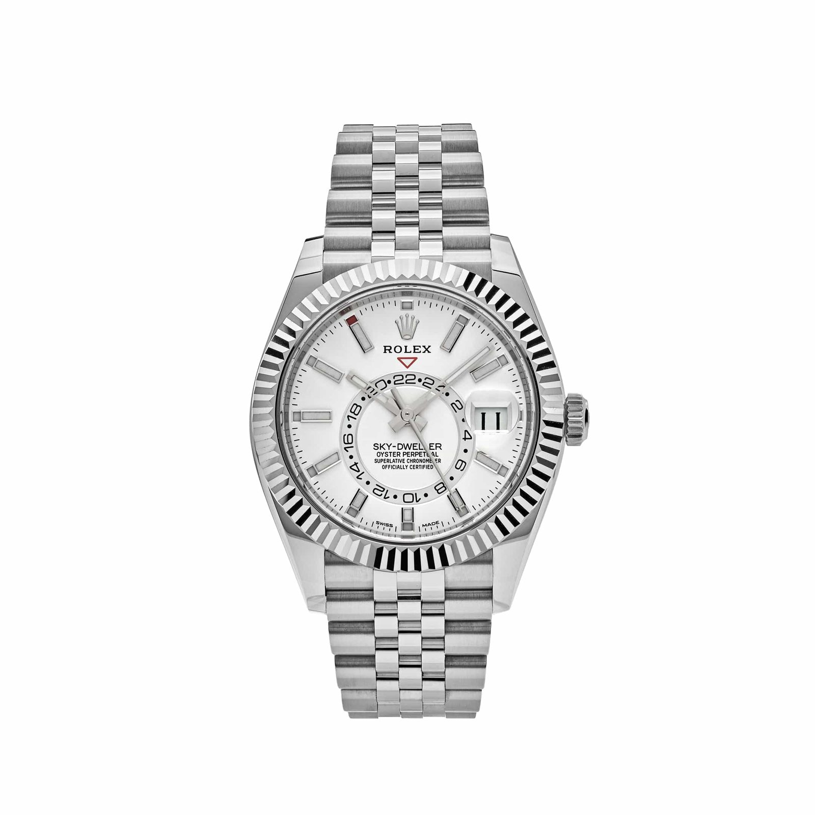 R01ex Sky-Dweller 326934 Stainless Steel White Dial Jubilee