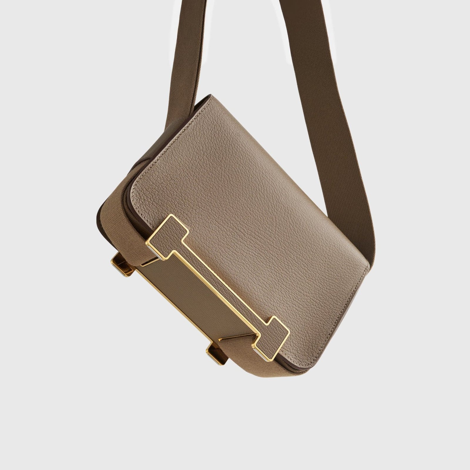 H**me5 Geta Bag Chevre Etoupe Gold Hardware