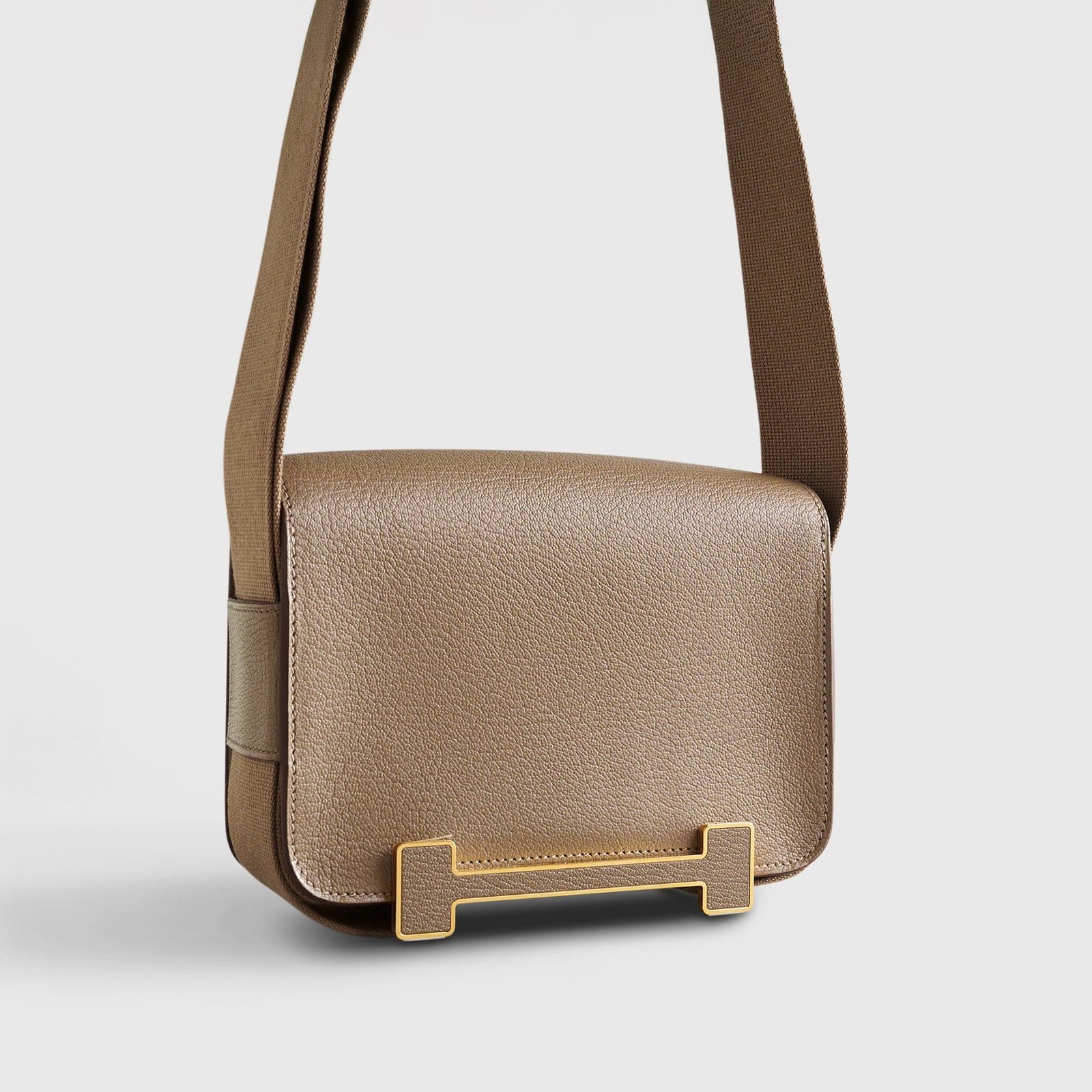 H**me5 Geta Bag Chevre Etoupe Gold Hardware