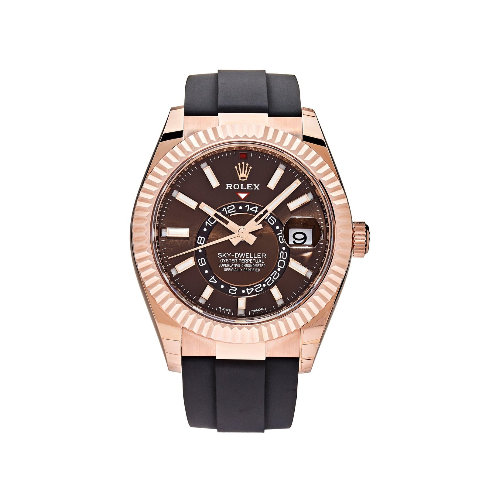 R01ex Sky-Dweller 336235 Rose Gold Brown Chocolate Dial Oysterflex