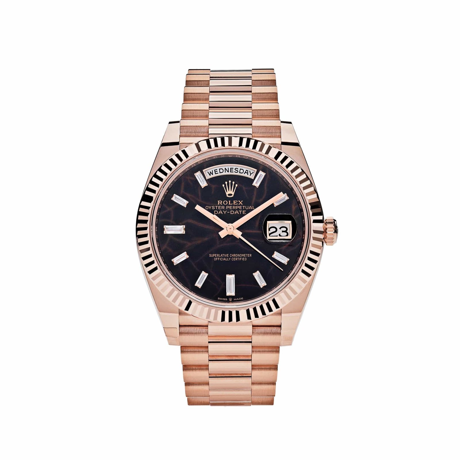 R01ex Day-Date 40 228235 Rose Gold Eisenkiesel D1am0nd Dial