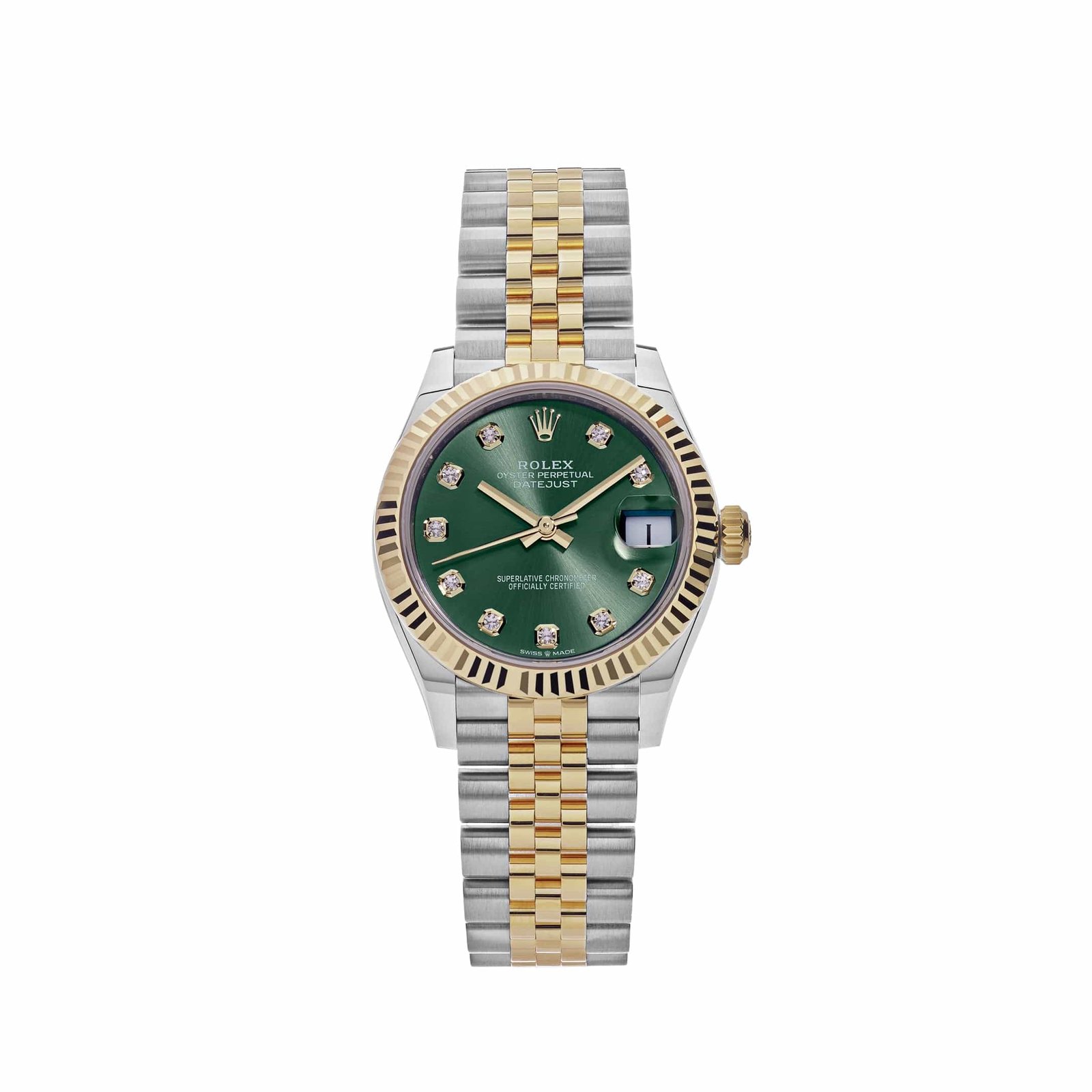R01ex Datejust 31 278273 ‘Ladies’ Yellow Gold Stainless Steel Green Dial (2023)