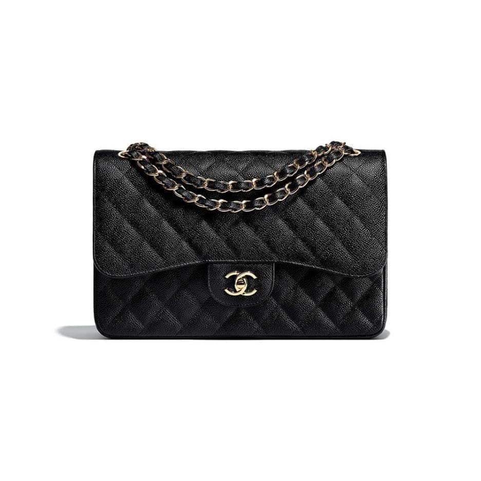Ch**el LARGE CLASSIC HANDBAG  Grained Calfskin & Gold Metal