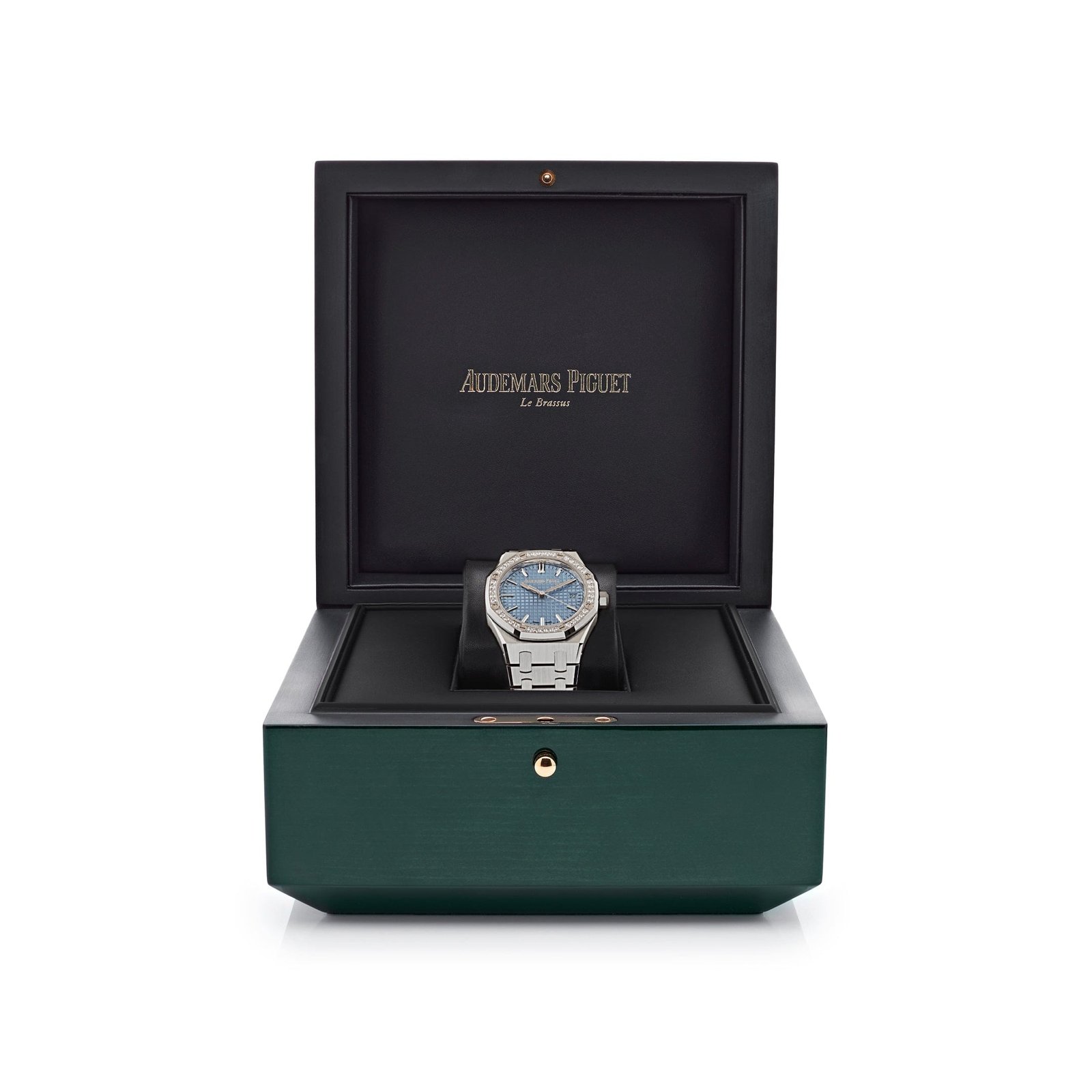 Audemars P1g*et Royal Oak 77451ST.ZZ.1361ST.01 ‘Ladies’ Selfwinding ’50th Anniversary’ Stainless Steel Light Blue Dial D1am0nd Bezel (2023)