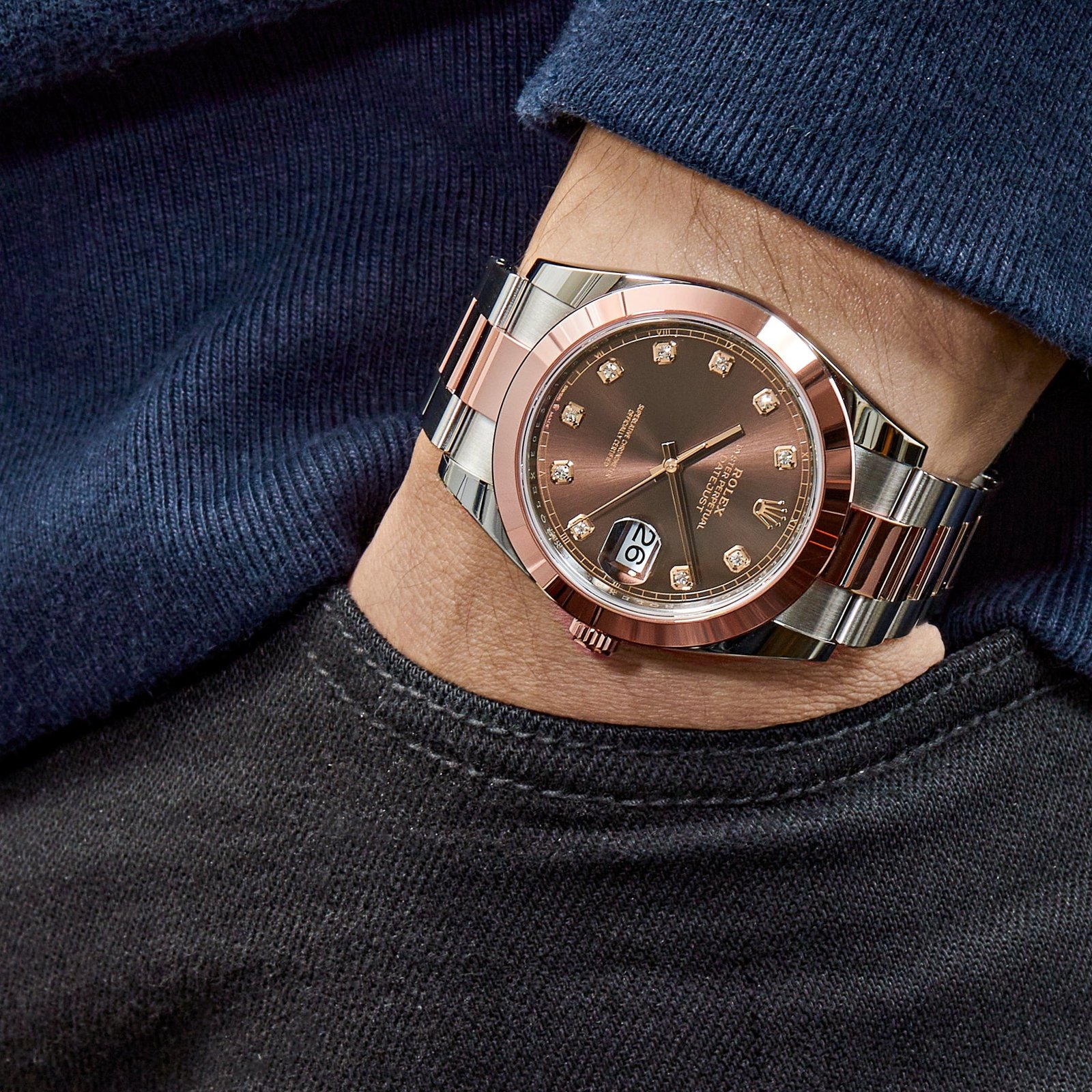 R01ex Datejust 41 126301 Rose Gold Stainless Steel Chocolate D1am0nd Dial (2023)