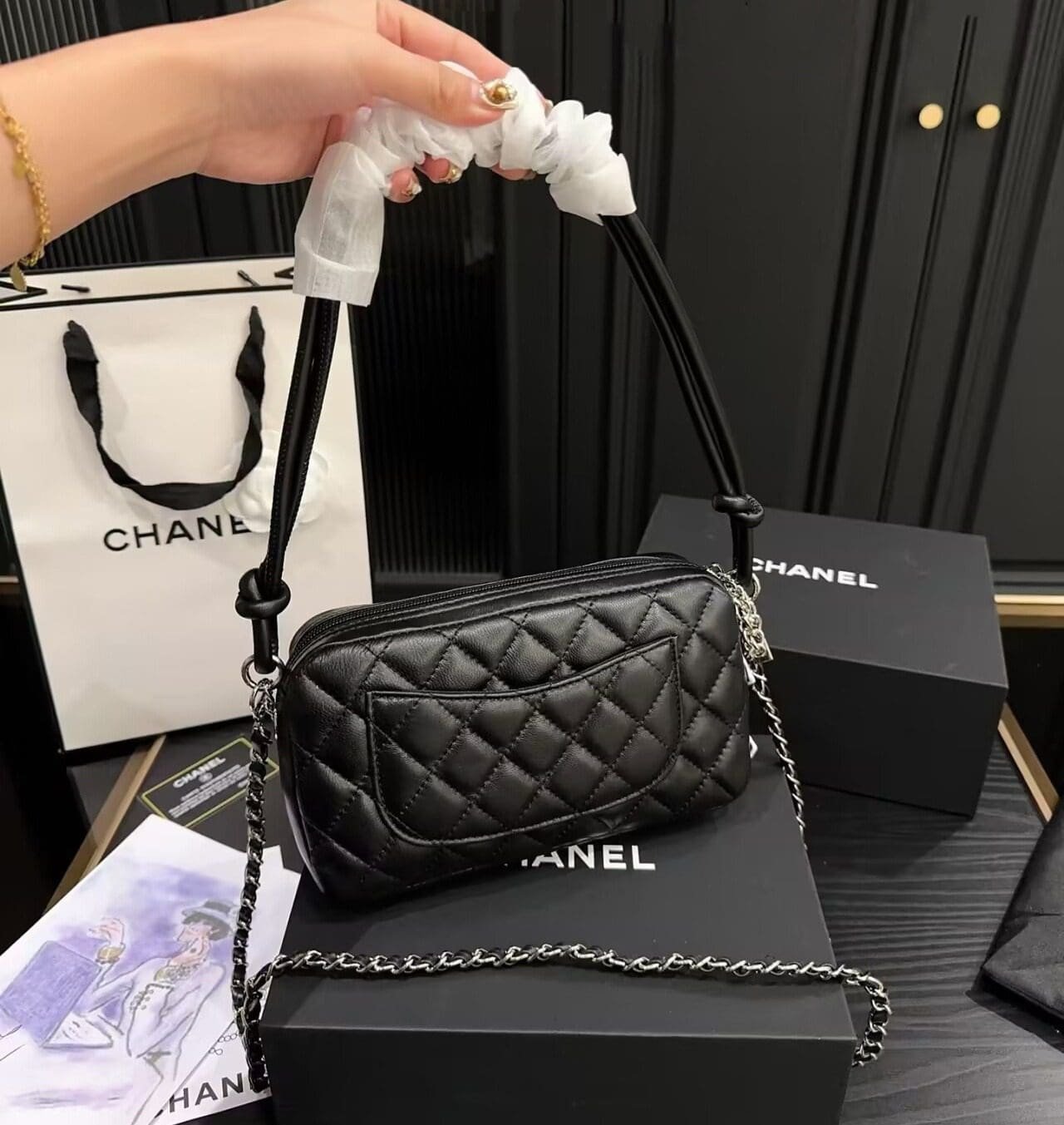 Ch**el Cambon leather handbag