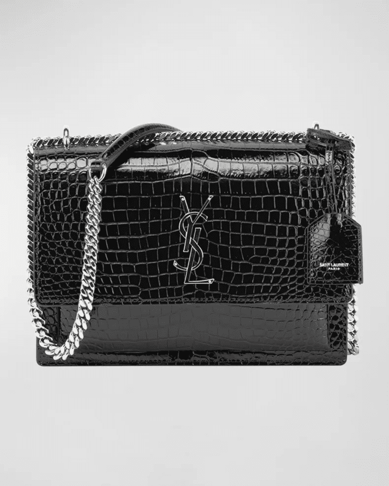 Sa1nt Lau*nt Sunset Medium In Crocodile Embossed Shiny Leather