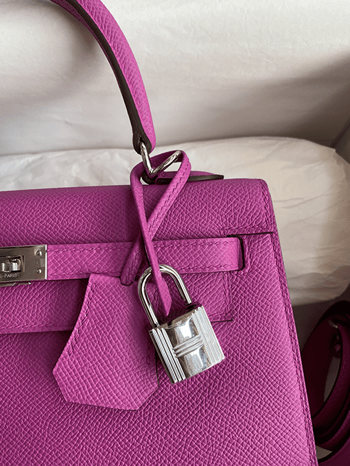 H**me5 Kelly Handbag Pink Epsom with Palladium Hardware 25