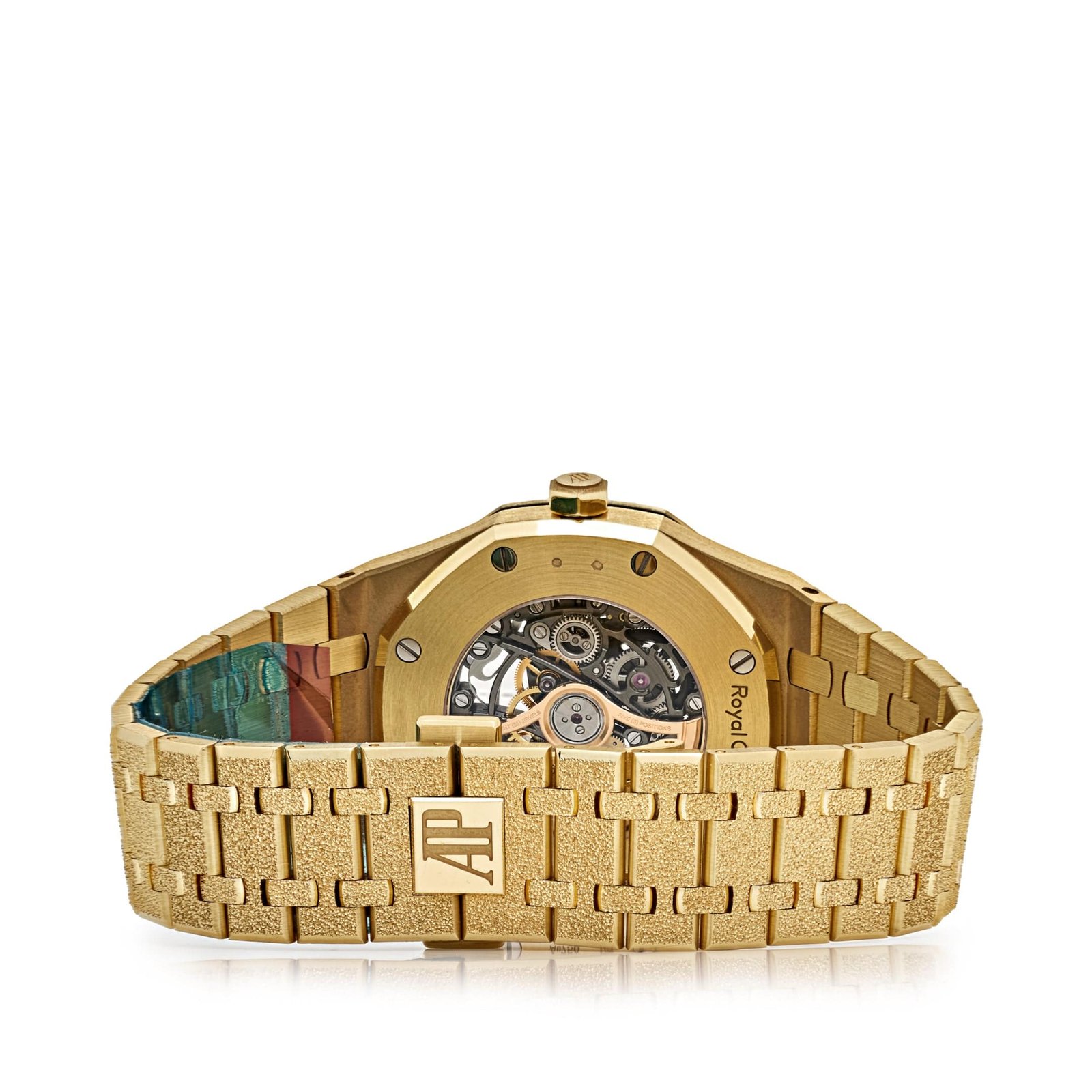 Audemars P1g*et Royal Oak 15412BA.YG.1224BA.01 Rainbow Baguette Frosted Yellow Gold Double Balance Wheel