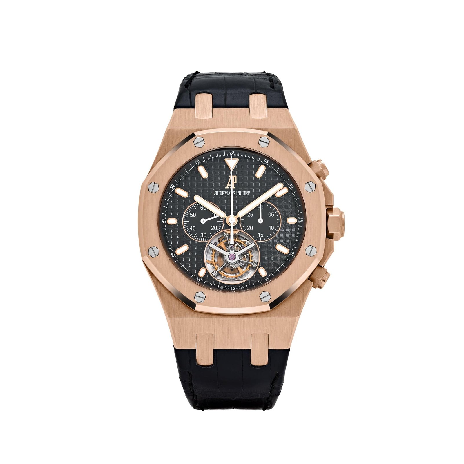 Audemars P1g*et Royal Oak 25977OR.OO.D002CR.01 Chronograph Tourbillon Rose Gold Black Dial