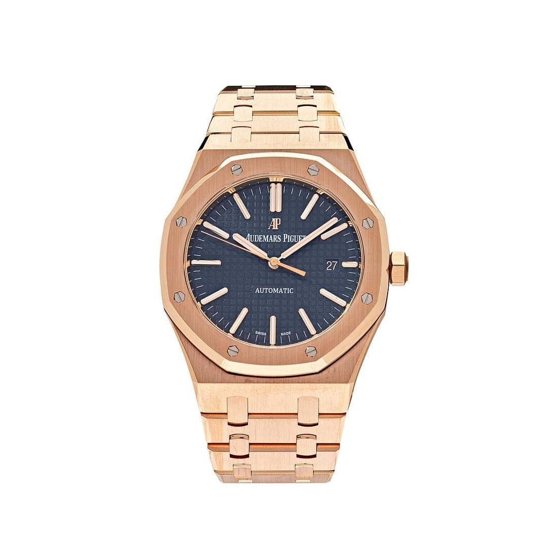 Audemars P1g*et Royal Oak Selfwinding Rose Gold Blue Dial 15400OR.OO.1220OR.03