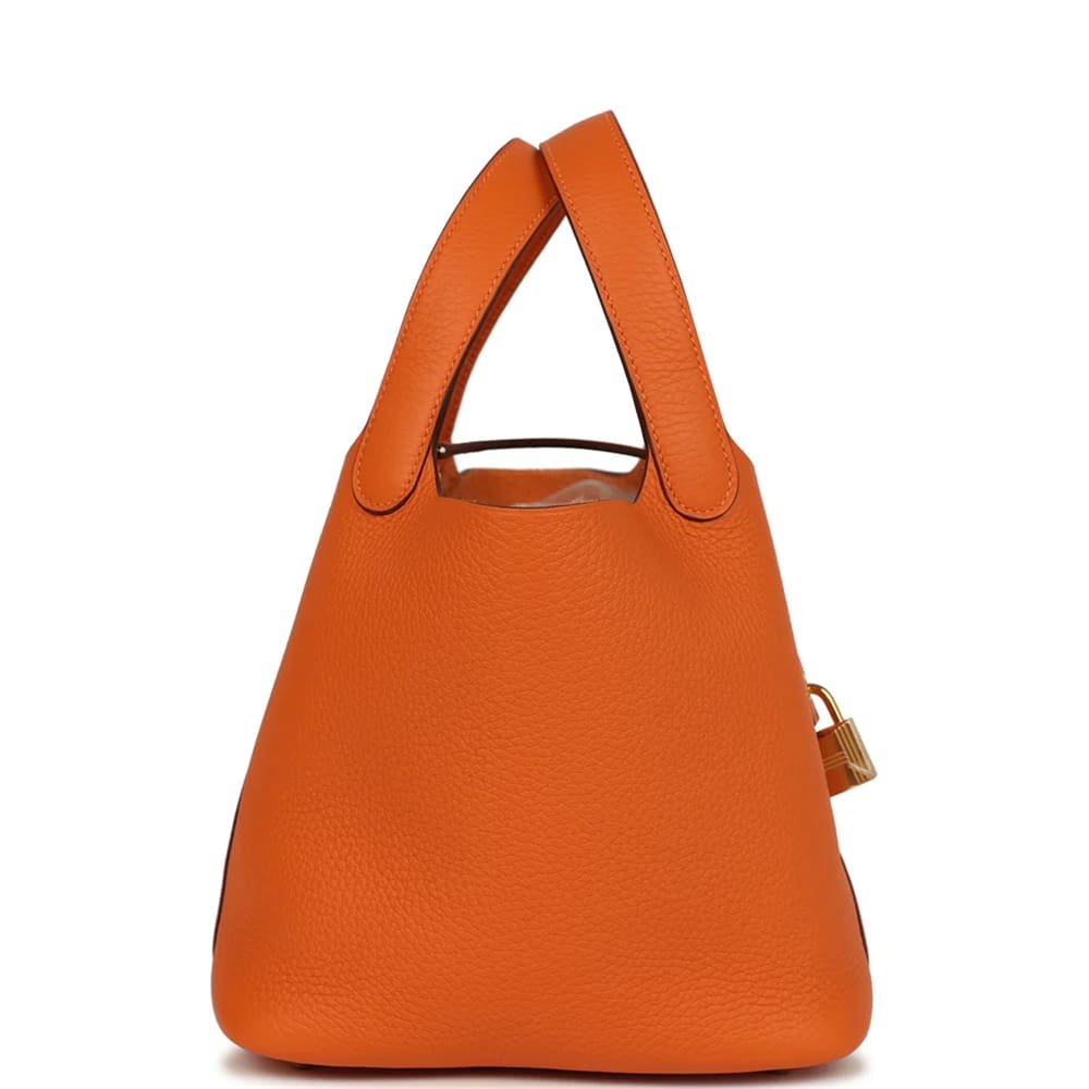 H**me5 Picotin Lock 18 Orange Clemence Gold Hardware