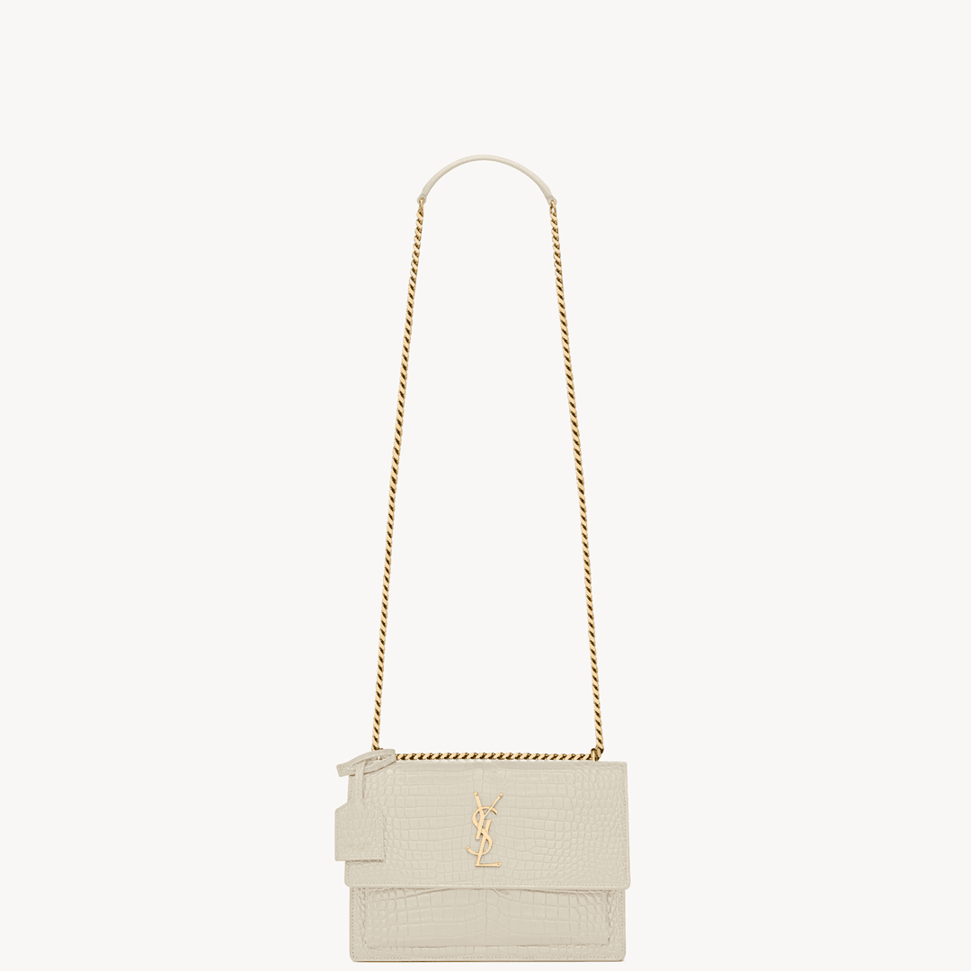 Sa1nt Lau*nt SUNSET MEDIUM IN CROCODILE-EMBOSSED LEATHER
