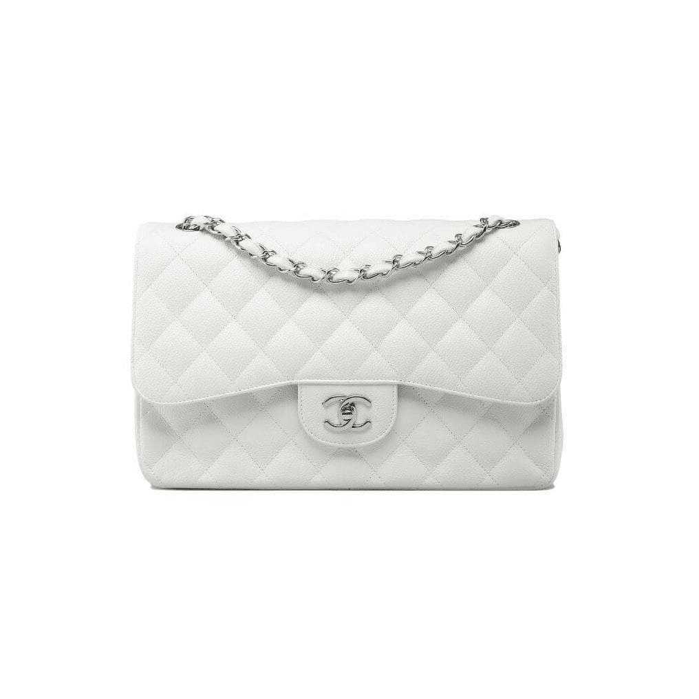 Ch**el Classic Flap Handbag SILVER METAL