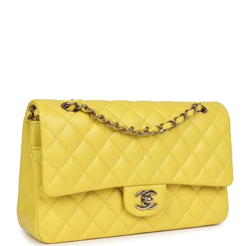 Ch**el Medium Classic Double Flap Yellow Caviar Light Gold Hardware