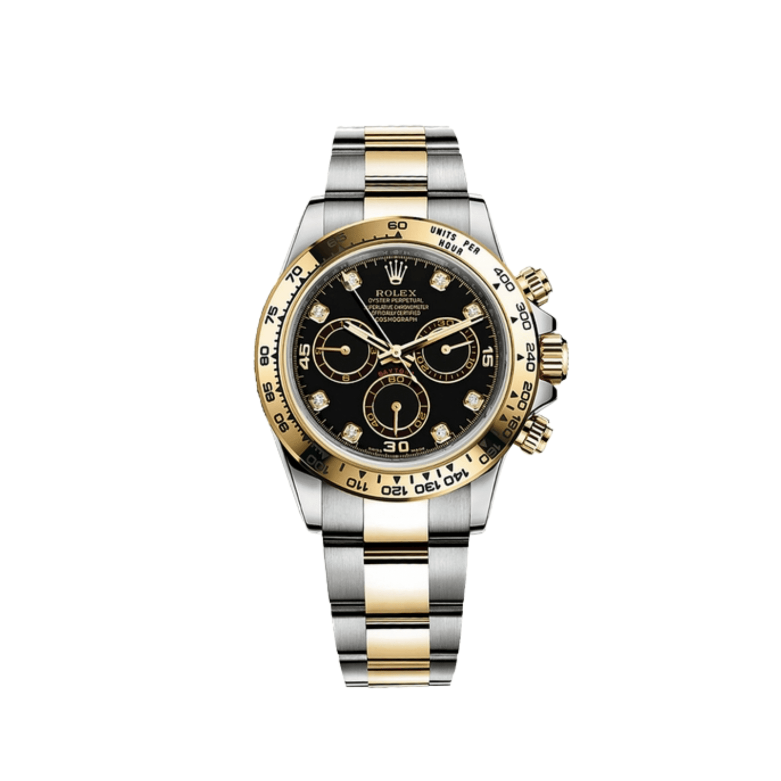 R01ex Daytona 116503 Yellow Gold Stainless Steel Black D1am0nd Dial (2018)