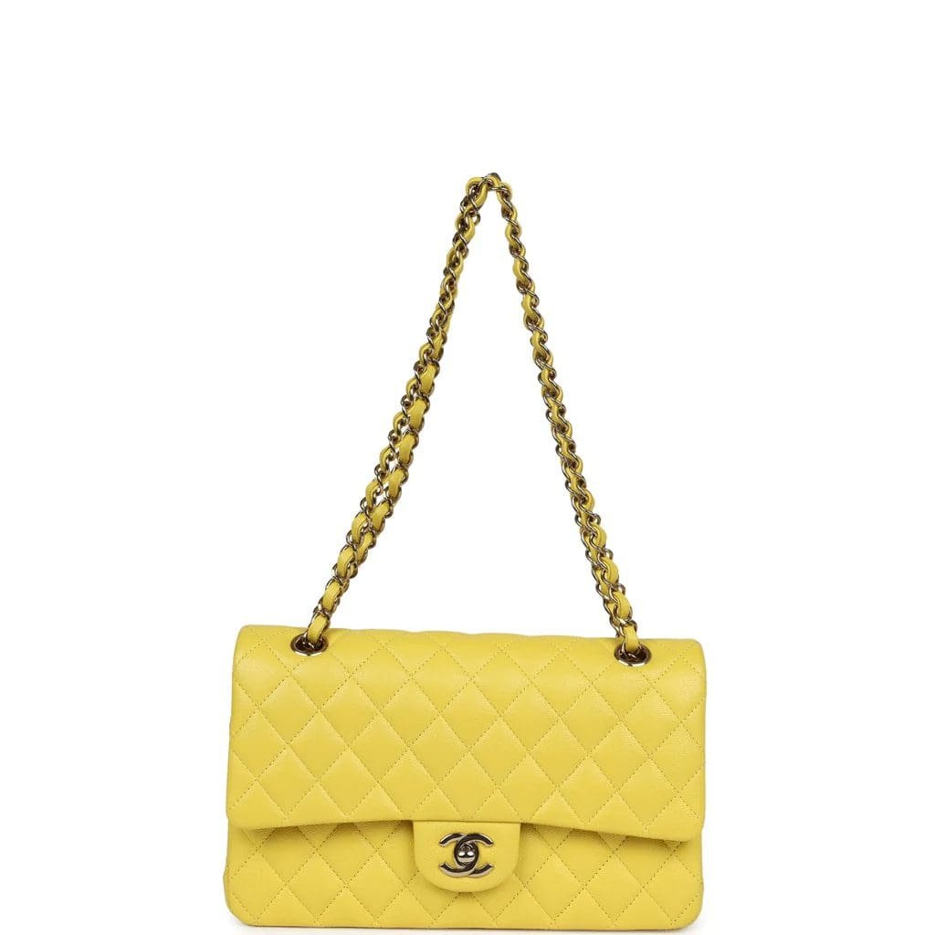 Ch**el Medium Classic Double Flap Yellow Caviar Light Gold Hardware