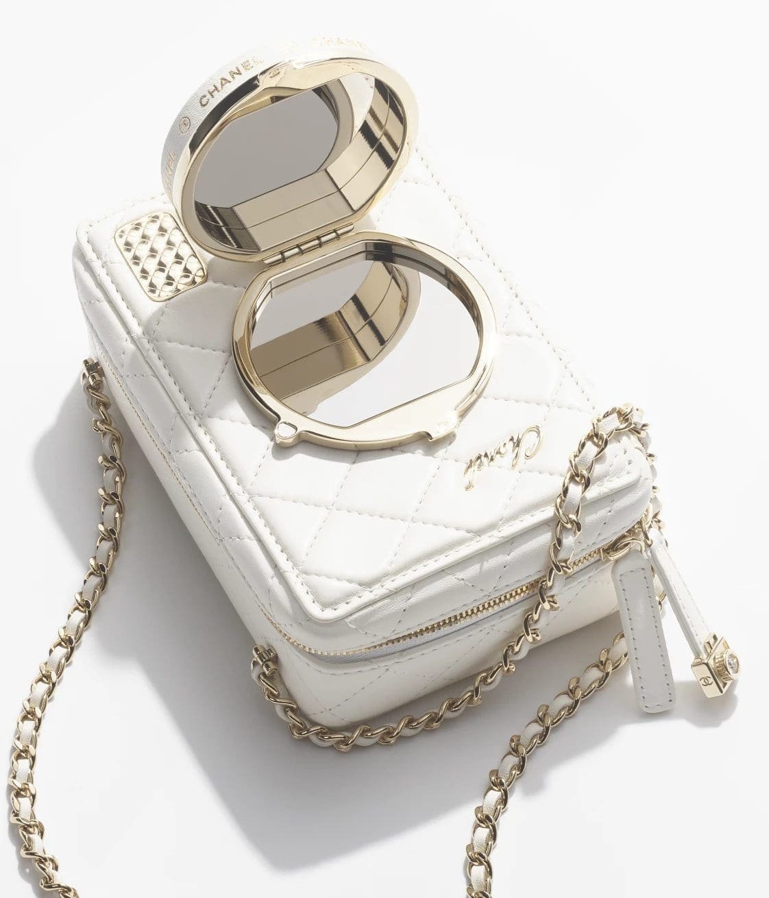 Ch**el CAMERA BAG Lambskin White