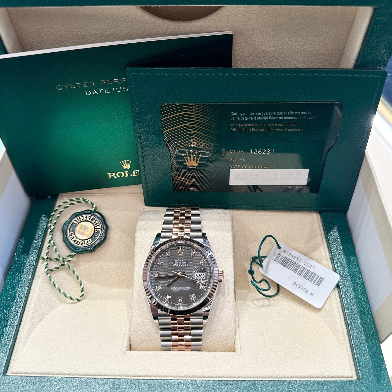 R01ex Datejust 36 126231 Rose Gold Stainless Steel Slate Motif D1am0nd Dial (2023)