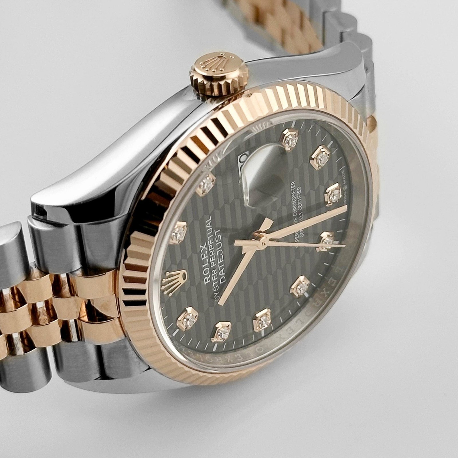 R01ex Datejust 36 126231 Rose Gold Stainless Steel Slate Motif D1am0nd Dial (2023)