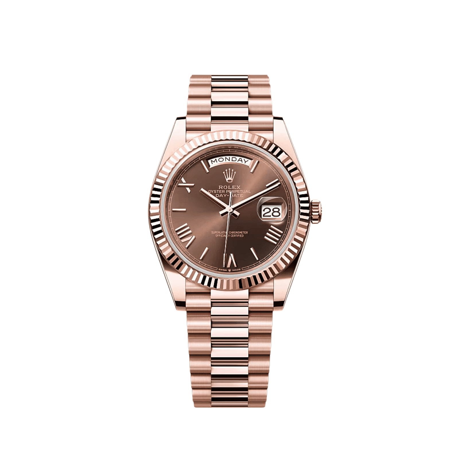 R01ex Day-Date 40 228235 Rose Gold Chocolate Roman Dial (2024)