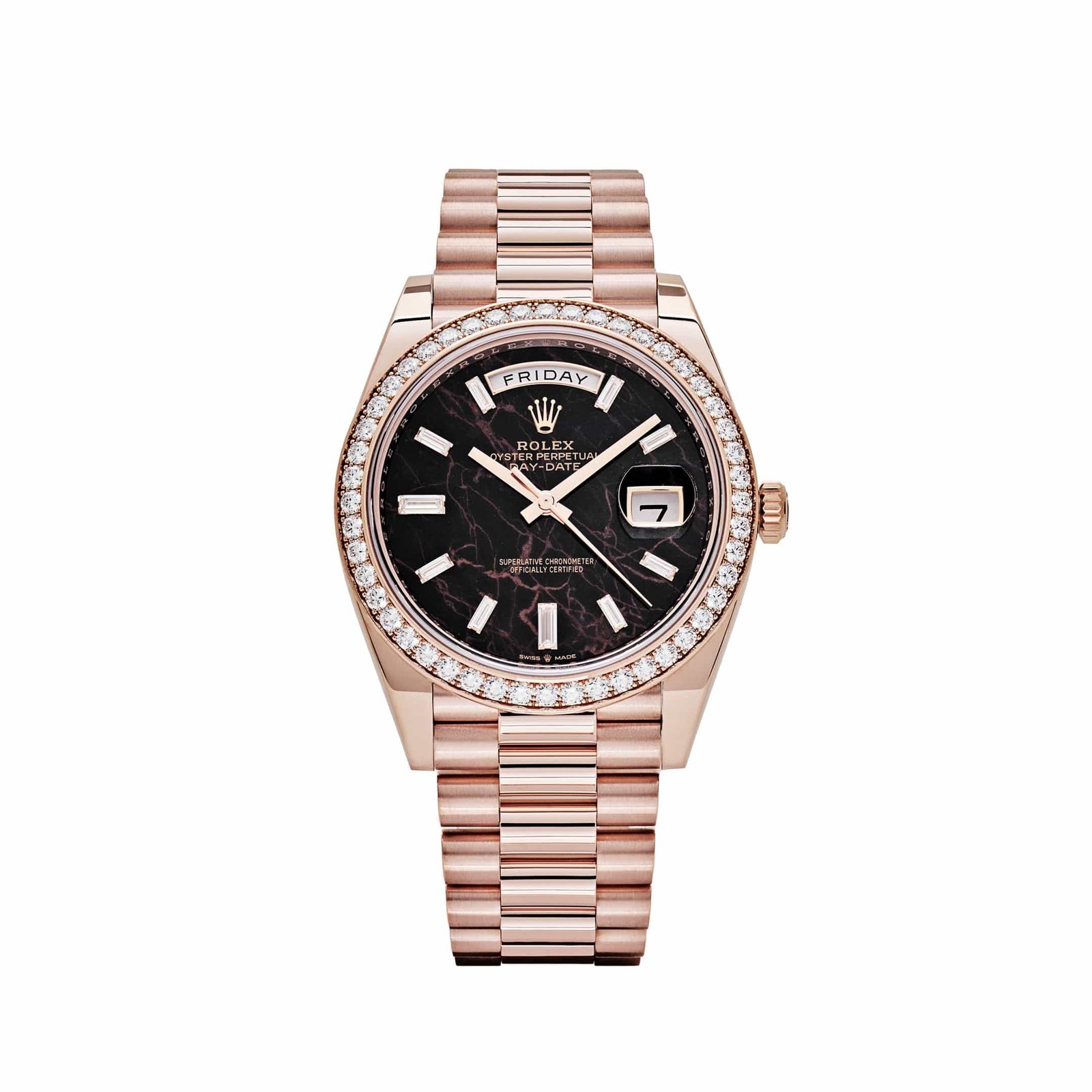 R01ex Day-Date 40 228345RBR Rose Gold Eisenkiesel Dial D1am0nd Bezel (2023)