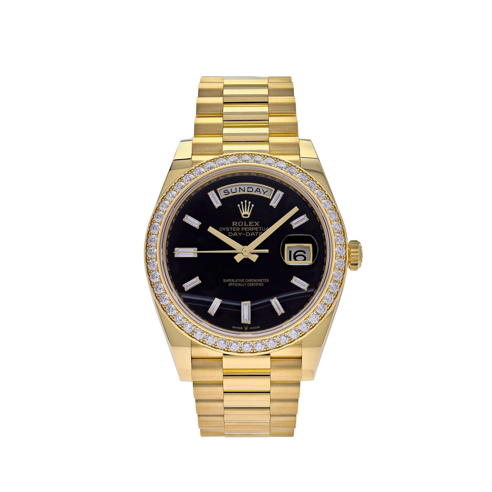R01ex Day-Date 40 228348RBR Yellow Gold D1am0nd Bezel Black Onyx Dial (2025)