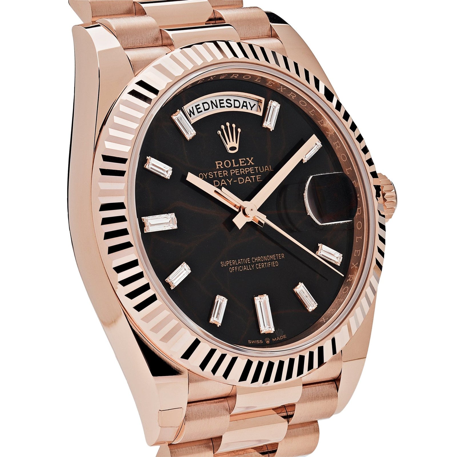 R01ex Day-Date 40 228235 Rose Gold Eisenkiesel D1am0nd Dial