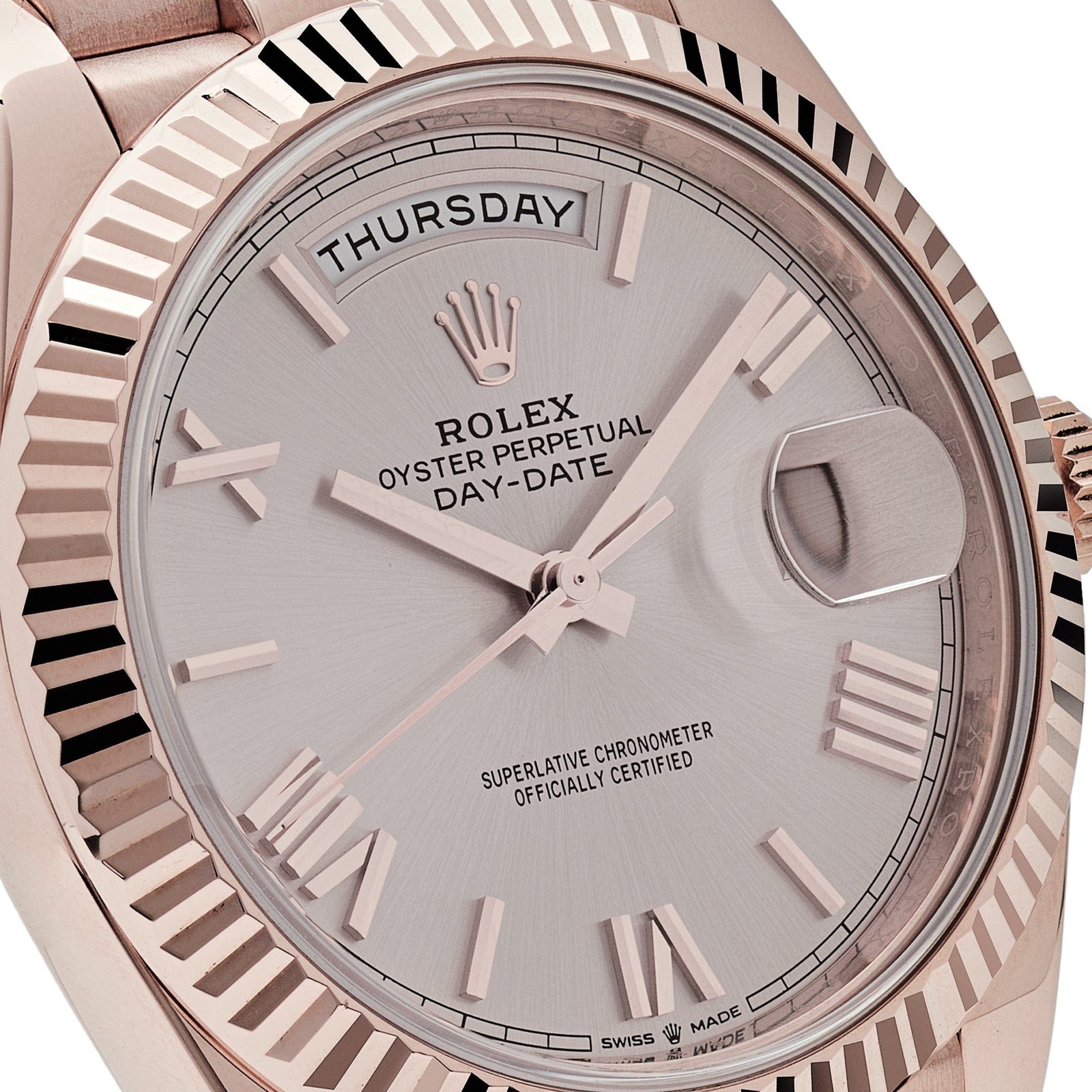 R01ex Day-Date 40 228235 Rose Gold Sundust Roman Dial (2023)