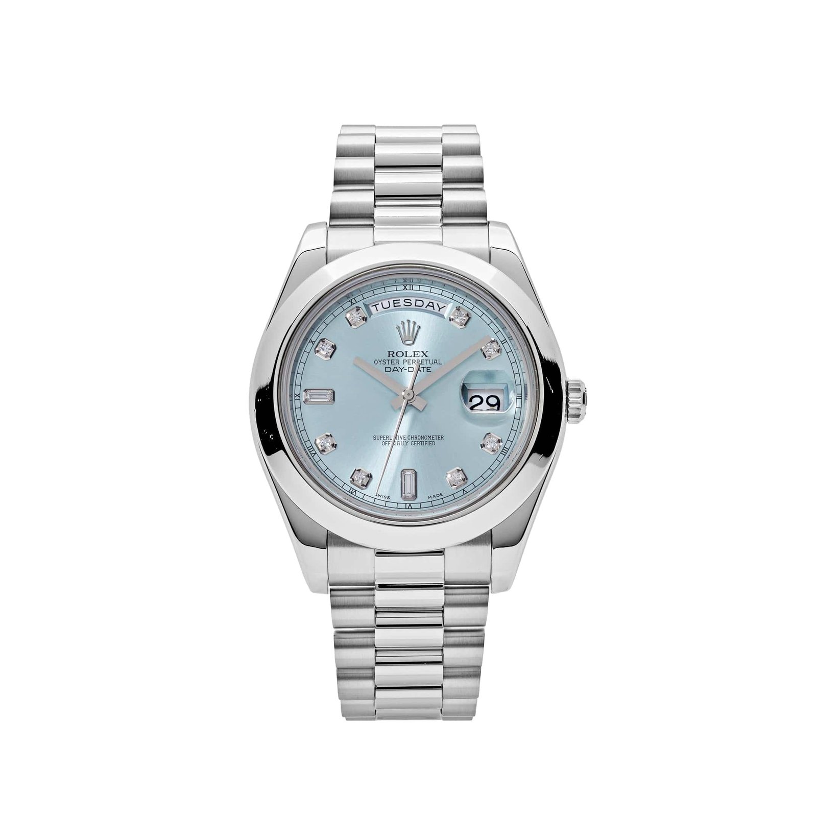 R01ex Day-Date II 218206 Platinum Blue D1am0nd Dial (2011)