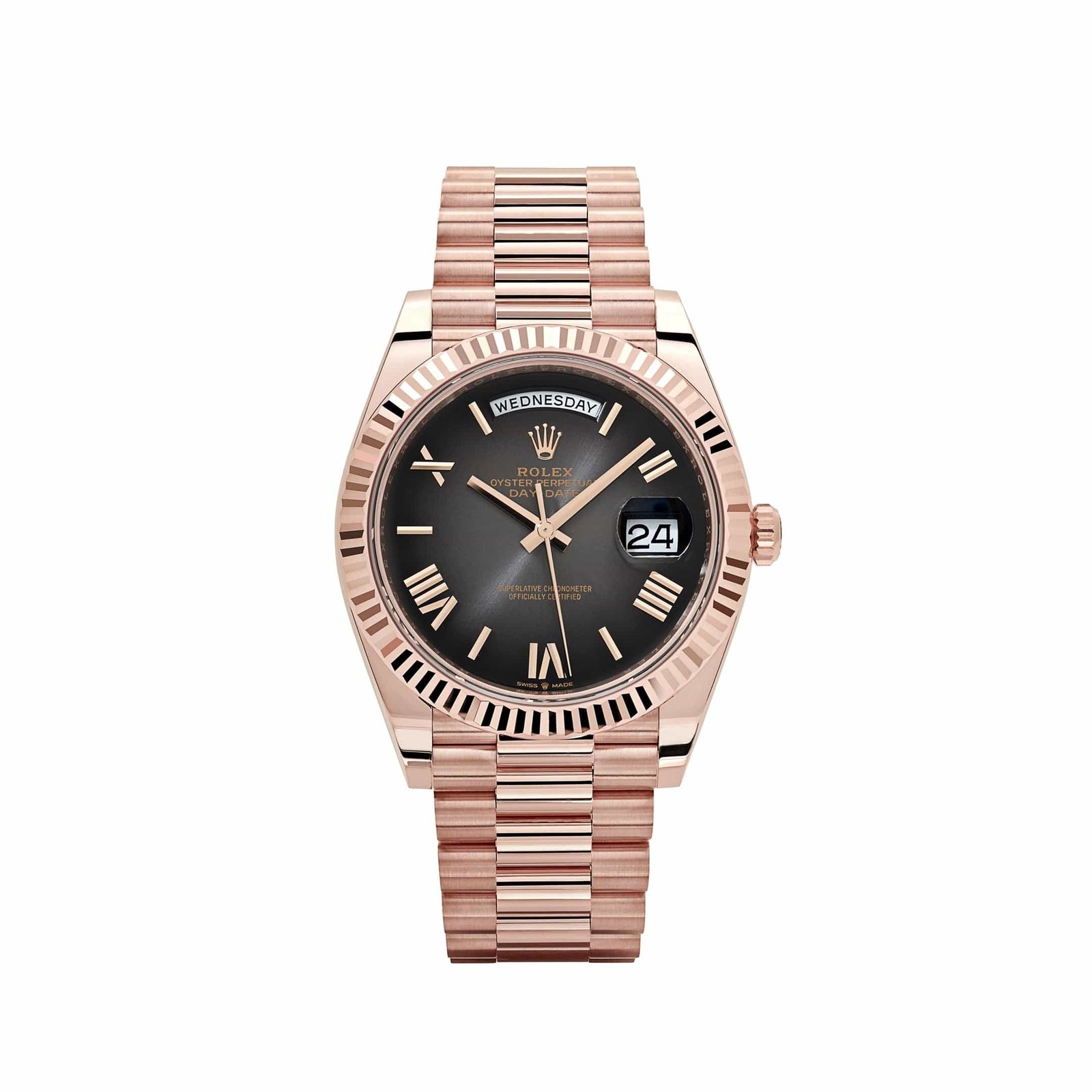 R01ex Day-Date 40 Reference 228235 Rose Gold Slate Ombre Dial (2024)