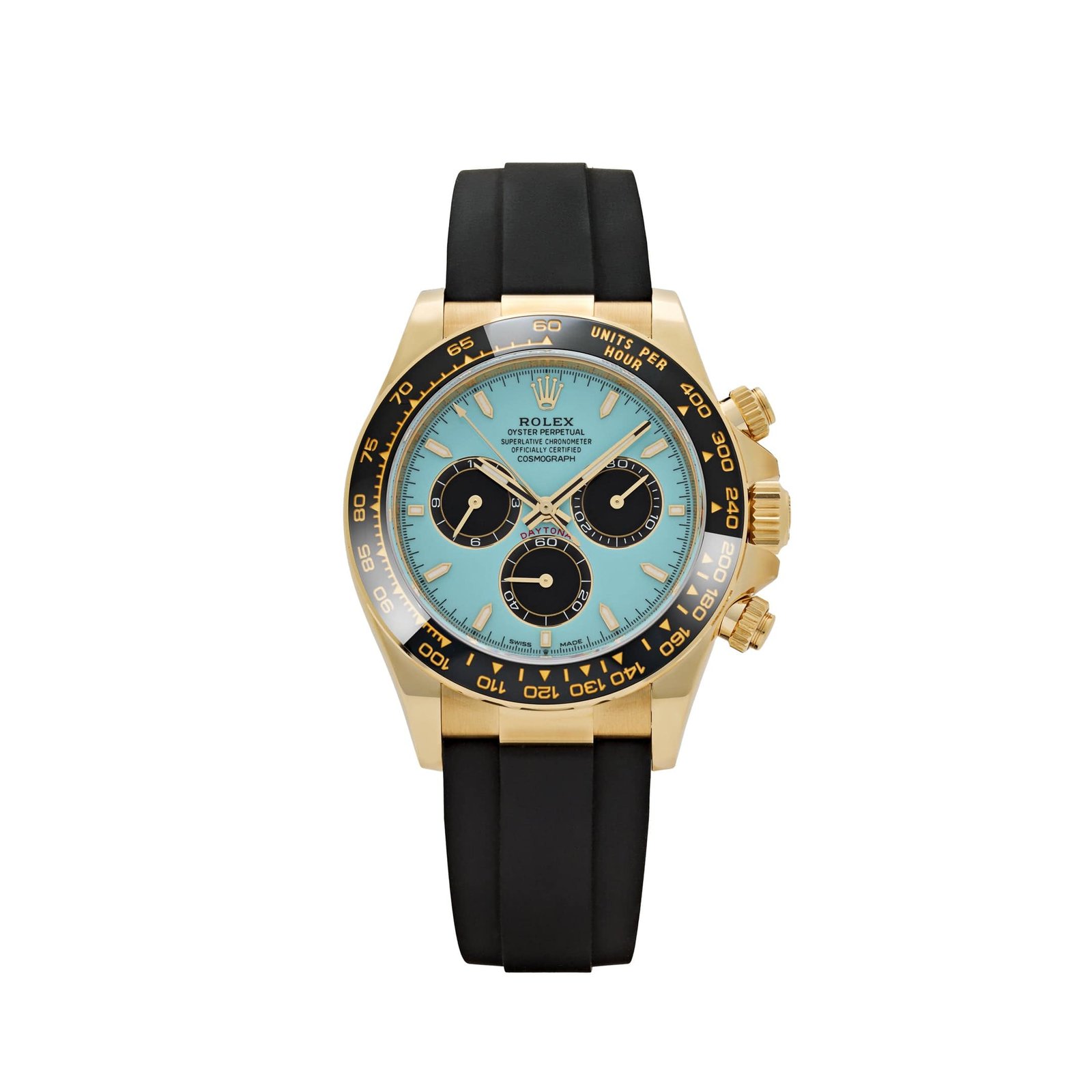 R01ex Daytona 126518LN Yellow Gold Turquoise Dial Oysterflex